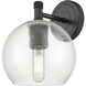 Crown Point Sconce Wall Light in Matte Black, Clear Glass