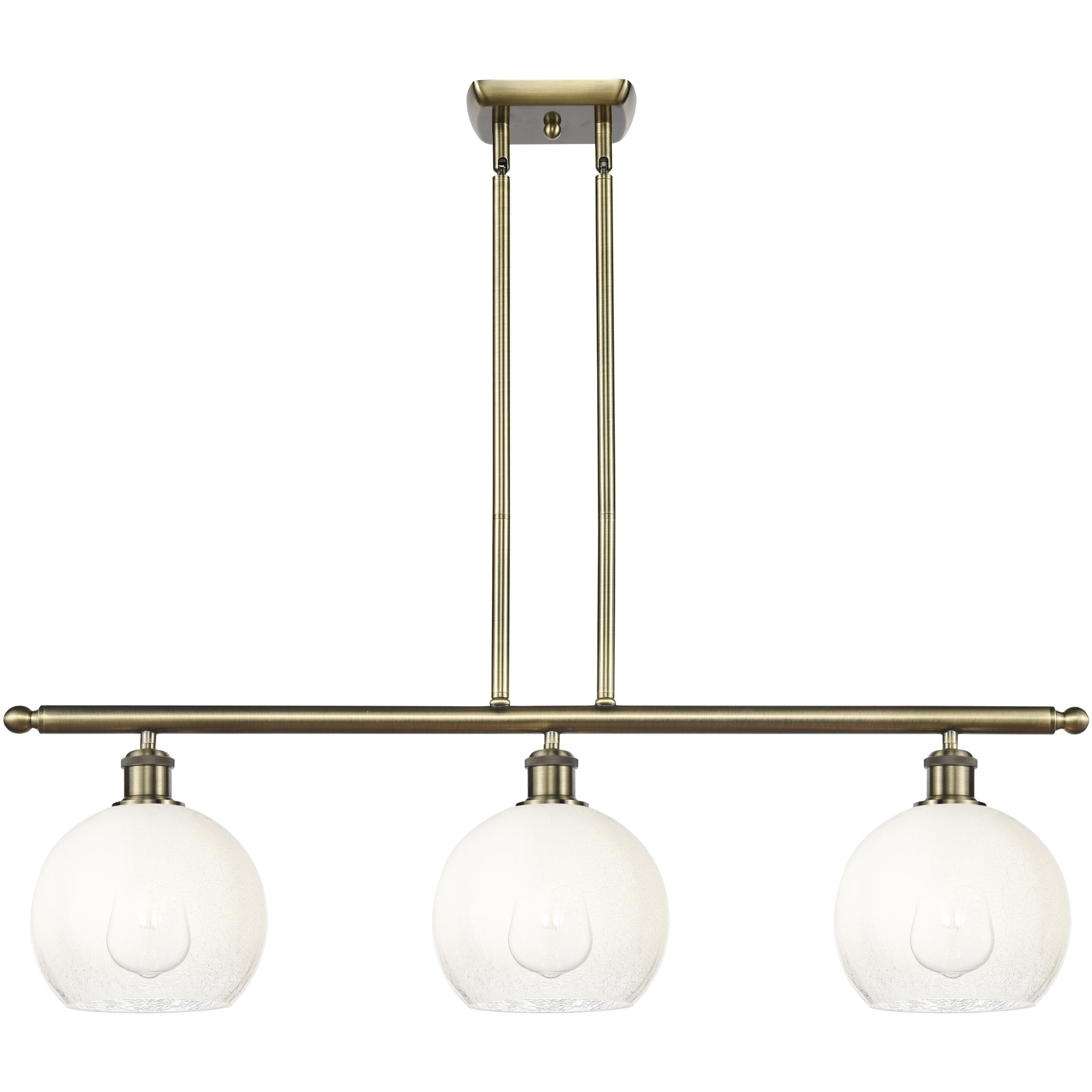 Ballston Brookhaven Globe Island Light Ceiling Light in Antique Brass, Opal Glass