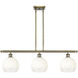 Ballston Brookhaven Globe Island Light Ceiling Light in Antique Brass, Opal Glass