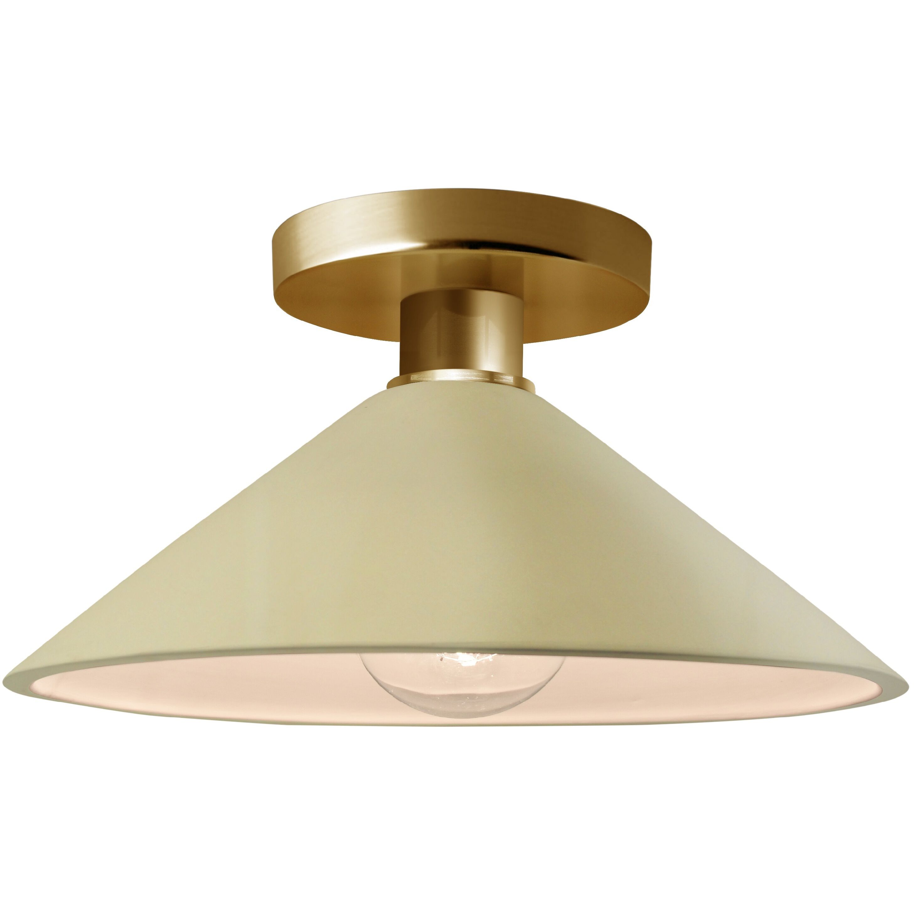 Radiance 1 Light 11.75 inch Vanilla Gloss and Polished Brass Semi Flush Ceiling Light