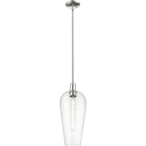 Downtown Urban Chelsea 1 Light 8 inch Polished Nickel Mini Pendant Ceiling Light in Seedy Glass