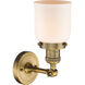 Franklin Restoration Small Bell 1 Light 5 inch Brushed Brass Semi-Flush Mount Ceiling Light in Matte White Glass, Franklin Restoration