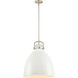 Newton Bell 1 Light 16 inch Satin Nickel Stem Hung Pendant Ceiling Light