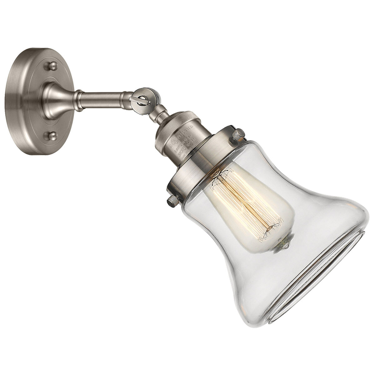 Franklin Restoration Bellmont 1 Light 7 inch Brushed Satin Nickel Sconce Wall Light in Clear Glass, Franklin Restoration