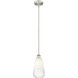 Edison Brookhaven Almond 1 Light 6 inch Brushed Satin Nickel Mini Pendant Ceiling Light in Opal Glass