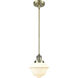 Franklin Restoration Oxford 1 Light 7.5 inch Antique Brass Mini Pendant Ceiling Light in Incandescent, Matte White, Franklin Restoration