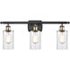 Ballston Clymer LED 26 inch Black Antique Brass Bath Vanity Light Wall Light in Clear Glass, Ballston
