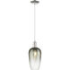 Downtown Urban Brookhaven Flute 1 Light 7 inch Polished Nickel Mini Pendant Ceiling Light in Slate Glass