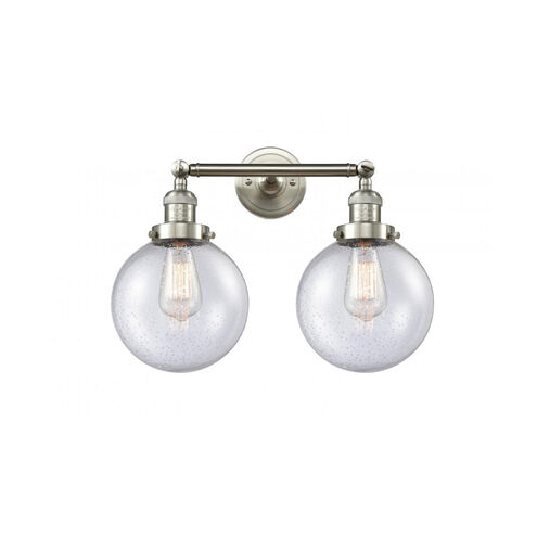 Franklin Restoration Large Beacon LED 19 inch Brushed Satin Nickel Bath Vanity Light Wall Light in Seedy Glass, Franklin Restoration