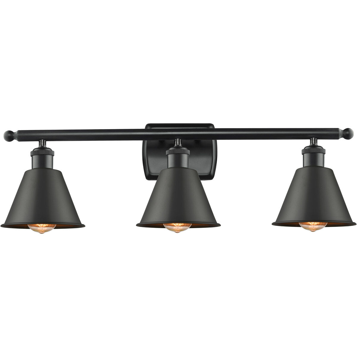 Ballston Smithfield 3 Light 26 inch Matte Black Bath Vanity Light Wall Light, Ballston