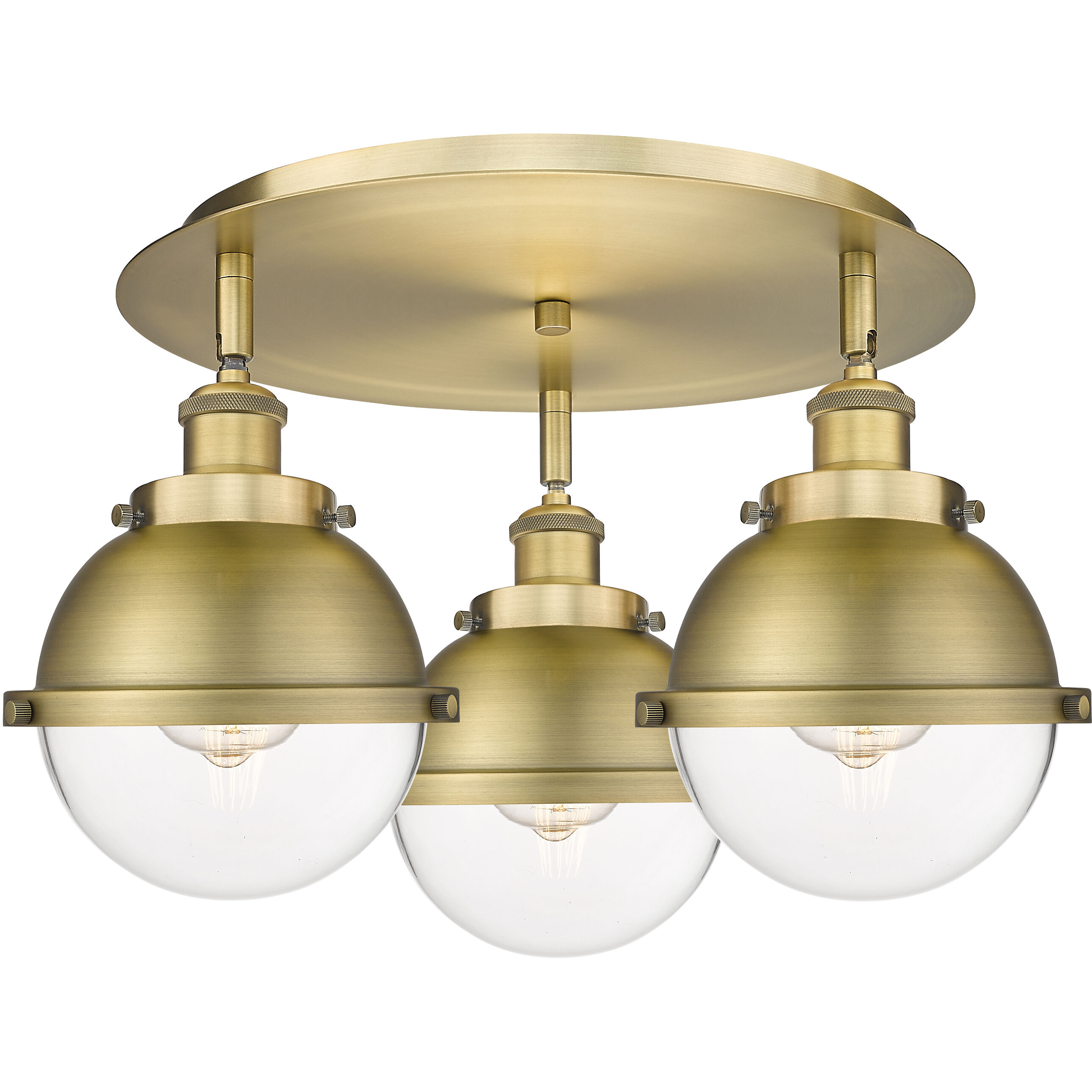 Ballston Urban 3 Light 18.25 inch Brushed Brass Flush Mount Ceiling Light in Brushed Brass and Clear