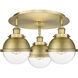 Ballston Urban 3 Light 18.25 inch Brushed Brass Flush Mount Ceiling Light in Brushed Brass and Clear