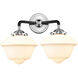 Nouveau Small Oxford LED 15.5 inch Black Polished Nickel Bath Vanity Light Wall Light in Matte White Glass, Nouveau
