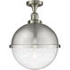 Franklin Restoration Hampden LED 12.88 inch Brushed Satin Nickel Semi-Flush Mount Ceiling Light in Seedy Glass