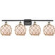 Ballston Farmhouse Rope LED 36 inch Black Antique Brass Bath Vanity Light Wall Light in White Glass with Brown Rope, Ballston