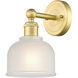 Dayton 1 Light 5.5 inch Satin Gold Sconce Wall Light in White Glass