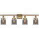 Ballston Small Bell LED 36 inch Brushed Brass Bath Vanity Light Wall Light in Plated Smoke Glass