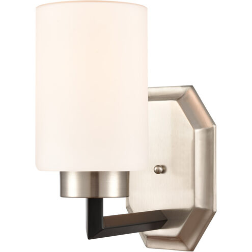 Mila LED 4 inch Black Satin Nickel Sconce Wall Light in White Glass