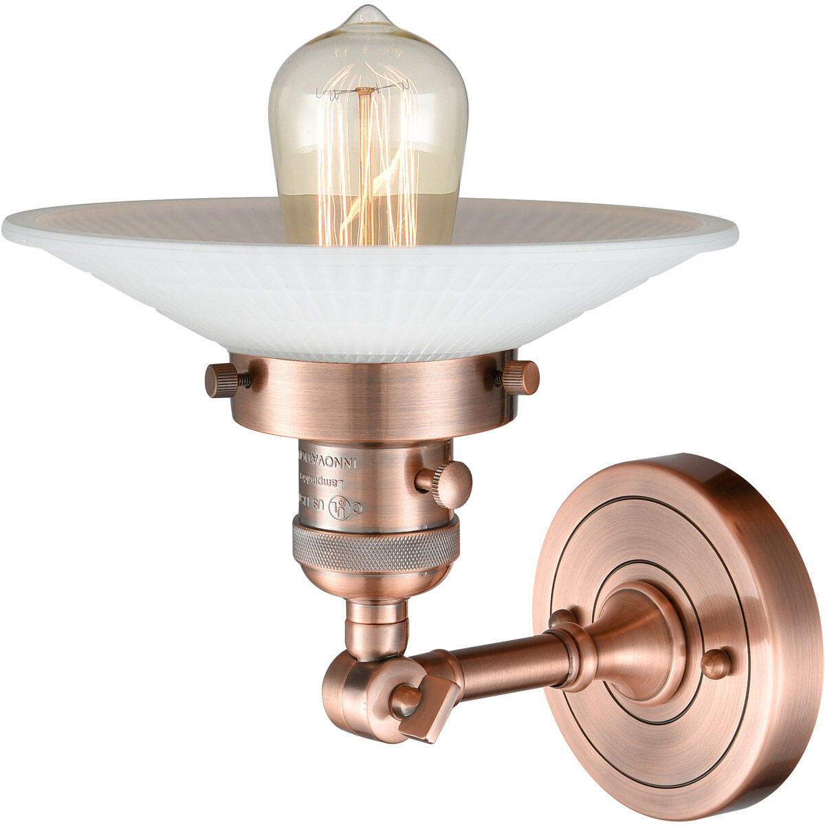 Franklin Restoration Halophane LED 9 inch Antique Copper Sconce Wall Light, Franklin Restoration