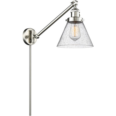 Large Cone 30 inch 3.50 watt Satin Nickel Swing Arm Wall Light, Franklin Restoration