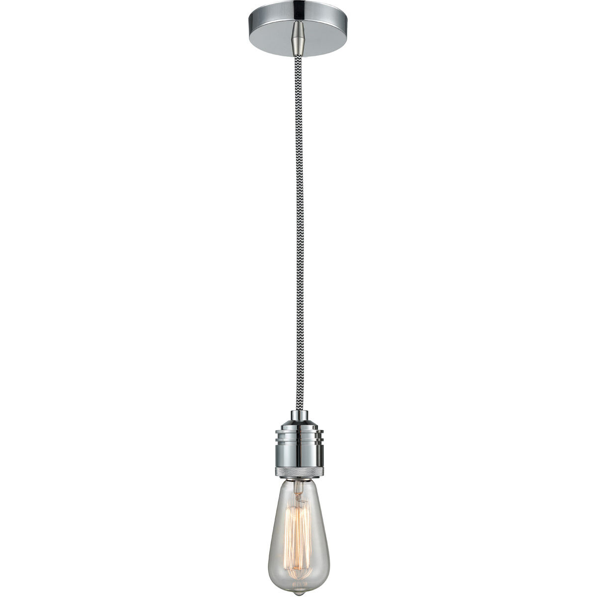 Winchester Bare Bulb 1 Light 2 inch Polished Chrome Mini Pendant Ceiling Light in Zebra, Winchester