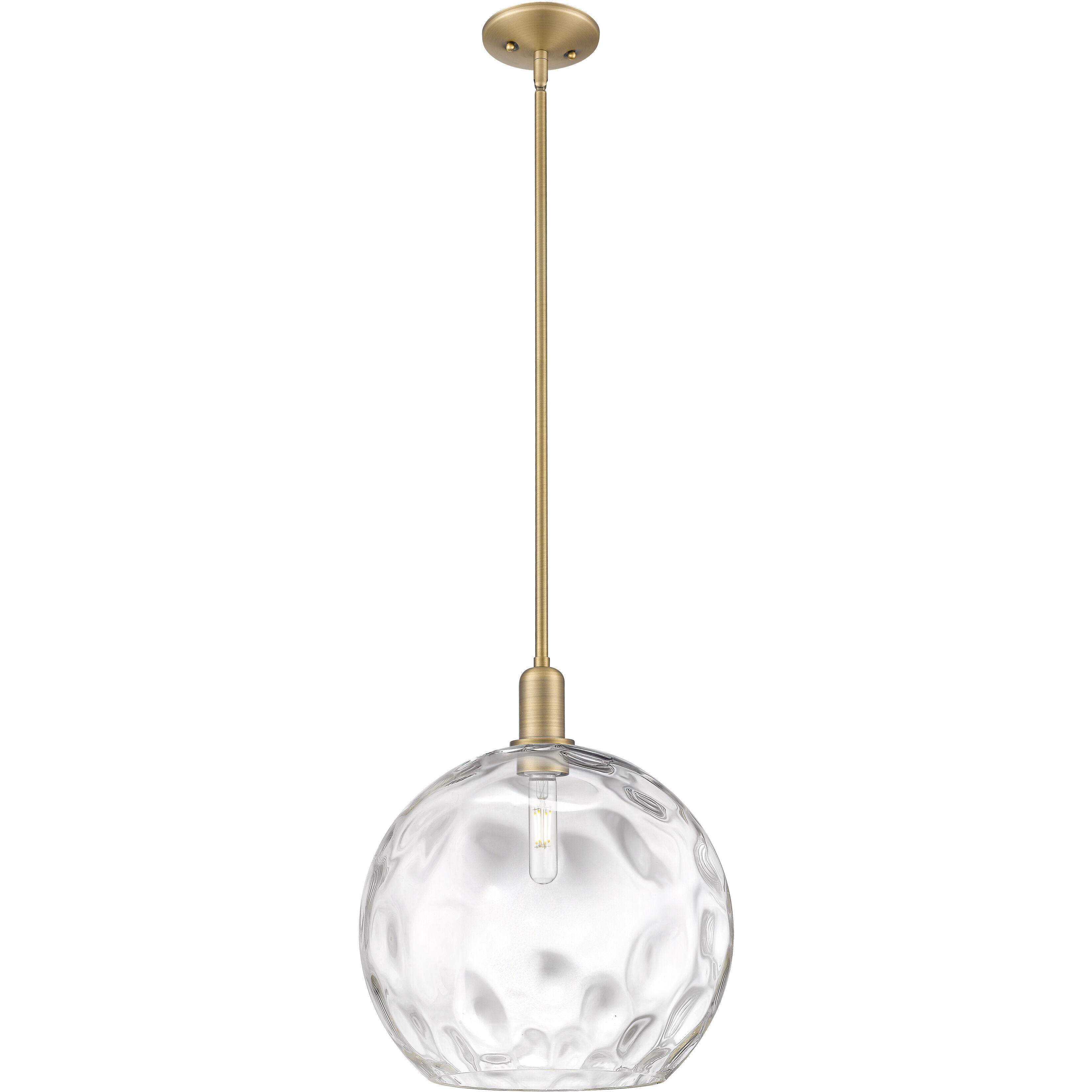 Arcadia Athens Water Glass 1 Light 13 inch Brushed Brass Mini Pendant Ceiling Light