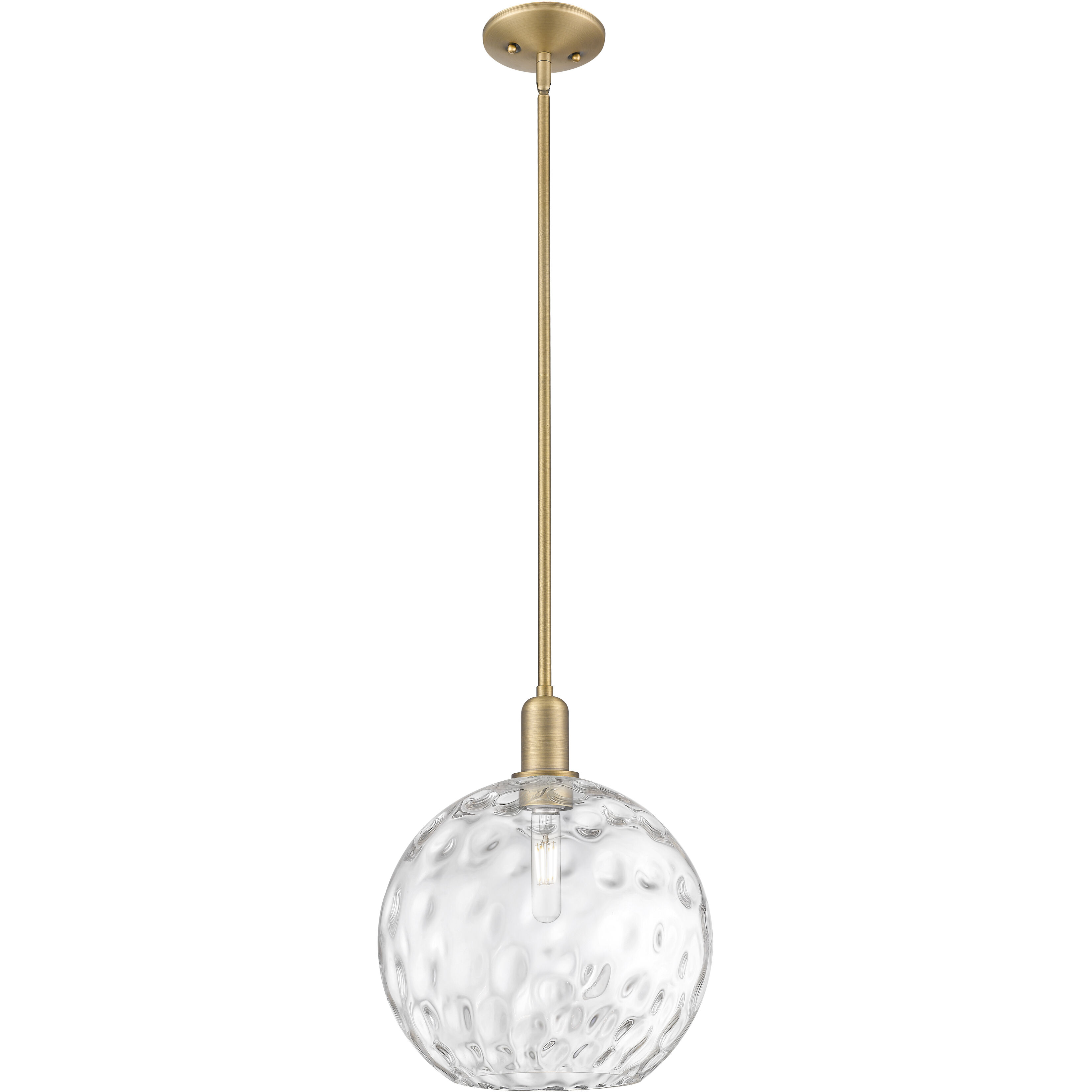 Arcadia Athens Water Glass 1 Light 12 inch Brushed Brass Mini Pendant Ceiling Light