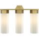 Claverack 3 Light 22.38 inch Brushed Brass Bath Vanity Light Wall Light in Matte White Glass