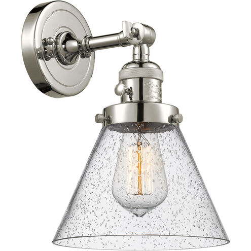 Franklin Restoration Large Cone LED 8 inch Polished Nickel Sconce Wall Light, Franklin Restoration