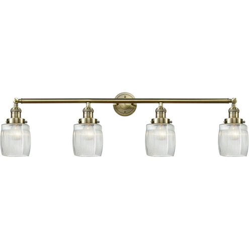 Franklin Restoration Colton LED 42 inch Antique Brass Bath Vanity Light Wall Light in Clear Halophane Glass, Franklin Restoration