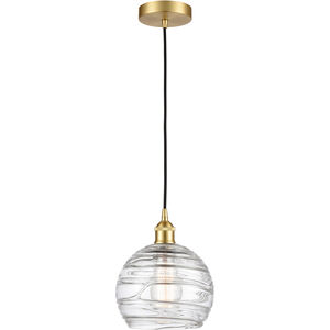 Edison Athens Deco Swirl LED 8 inch Satin Gold Mini Pendant Ceiling Light