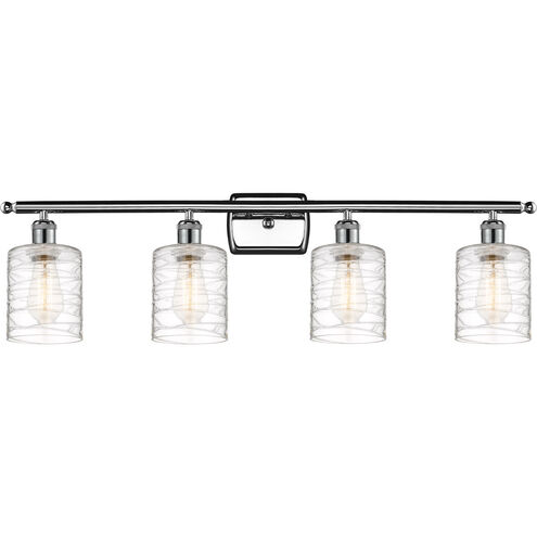Ballston Cobbleskill LED 36 inch Polished Chrome Bath Vanity Light Wall Light in Deco Swirl Glass