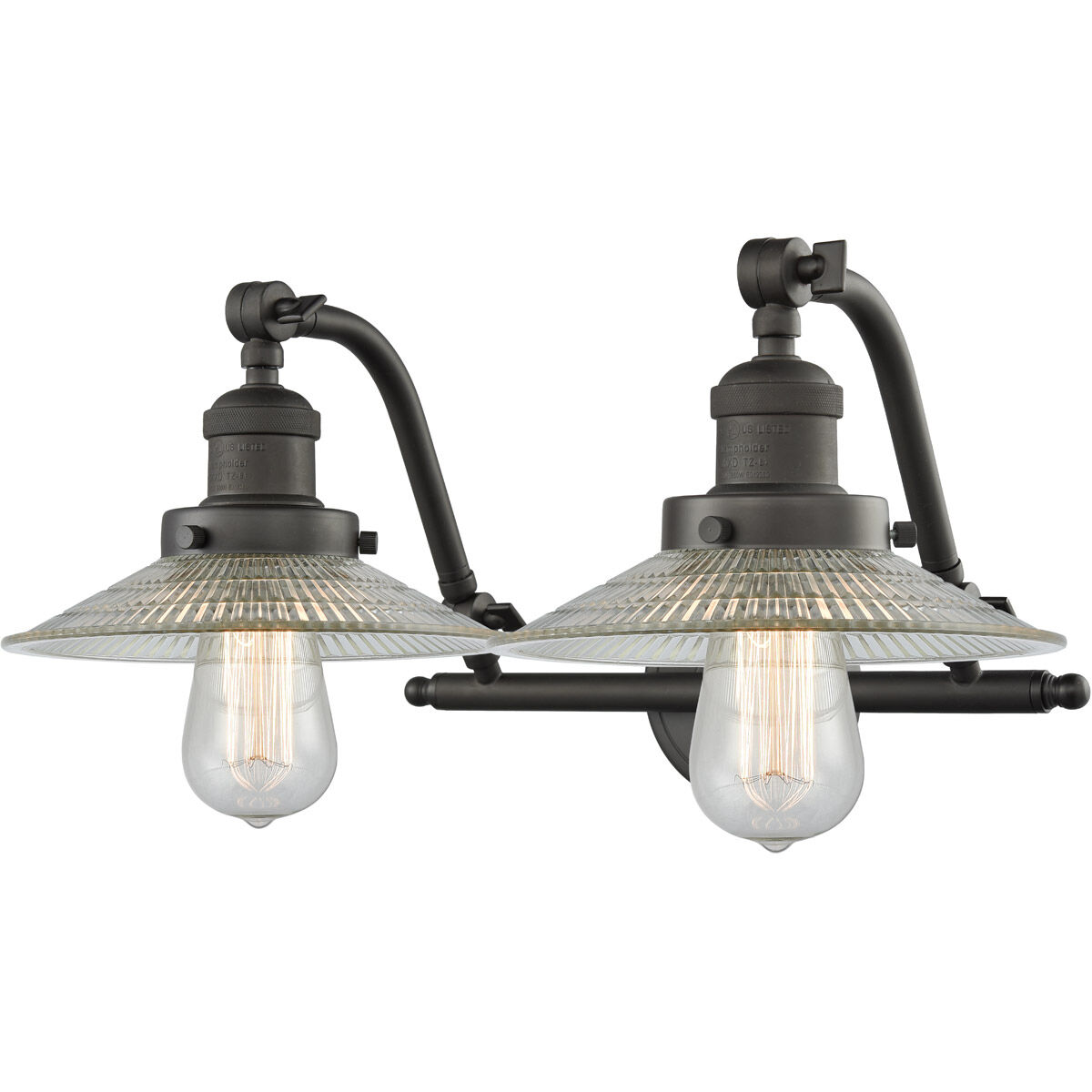 Franklin Restoration Halophane LED 18 inch Oil Rubbed Bronze Bath Vanity Light Wall Light in Clear Halophane Glass, Franklin Restoration