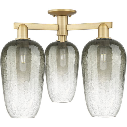 Brookhaven Flute 3 Light 24.5 inch Brushed Brass Semi-Flush Mount Ceiling Light in Slate Glass