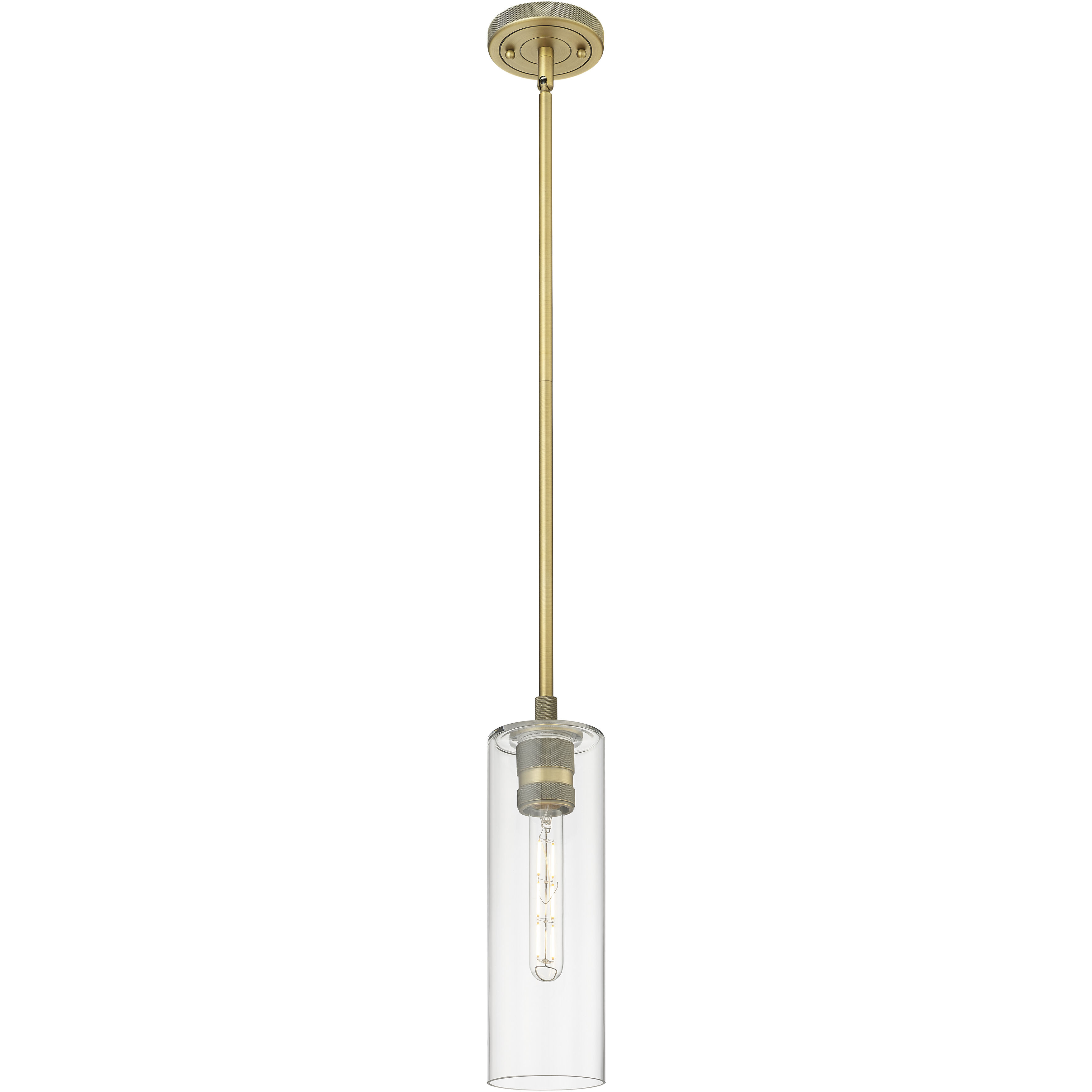 Downtown Urban Crown Point 1 Light 3.88 inch Brushed Brass Pendant Ceiling Light in Clear