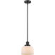Franklin Restoration Large Bell LED 8 inch Oil Rubbed Bronze Mini Pendant Ceiling Light in Matte White Glass, Franklin Restoration