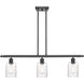 Ballston Hadley 3 Light 36 inch Matte Black Island Light Ceiling Light in Clear Glass, Ballston