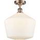 Ballston Cindyrella 1 Light 12 inch Antique Copper Semi-Flush Mount Ceiling Light in Incandescent, Matte White Glass