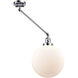 XX-Large Beacon 20 inch 100 watt Polished Chrome Swing Arm Wall Light in Matte White Glass, Franklin Restoration