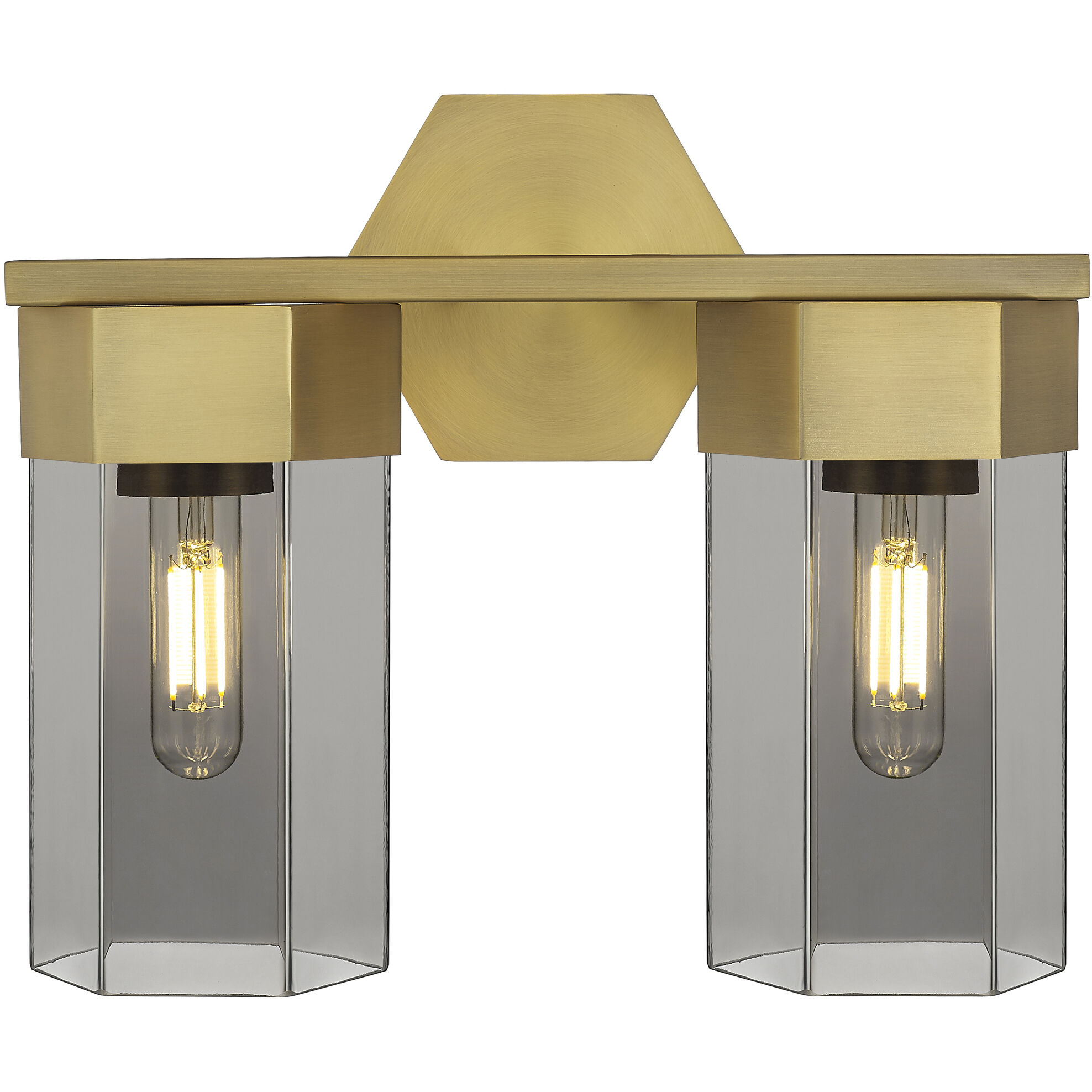 Claverack 2 Light 13.63 inch Brushed Brass Bath Vanity Light Wall Light in Plated Smoke Glass