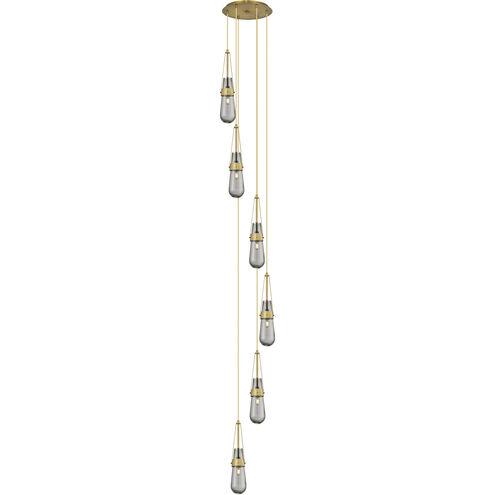 Milan 6 Light 15 inch Brushed Brass Multi Pendant Ceiling Light in Light Smoke Glass