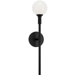 Candlestix Wall Sconce Wall Light in Black and Opal Glass