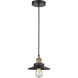 Railroad 1 Light 8 inch Black Antique Brass Mini Pendant Ceiling Light