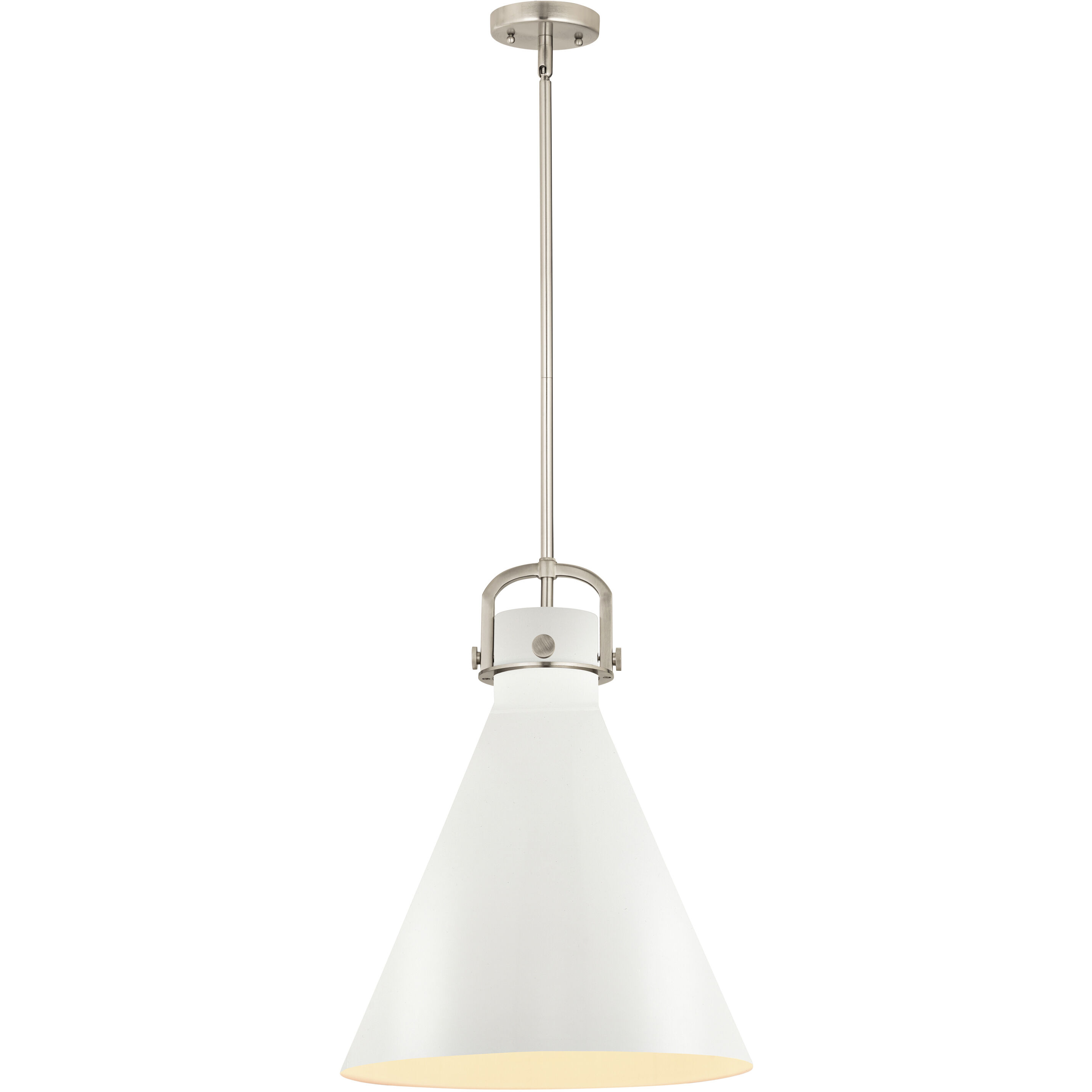 Newton Cone 1 Light 16 inch Satin Nickel Stem Hung Pendant Ceiling Light