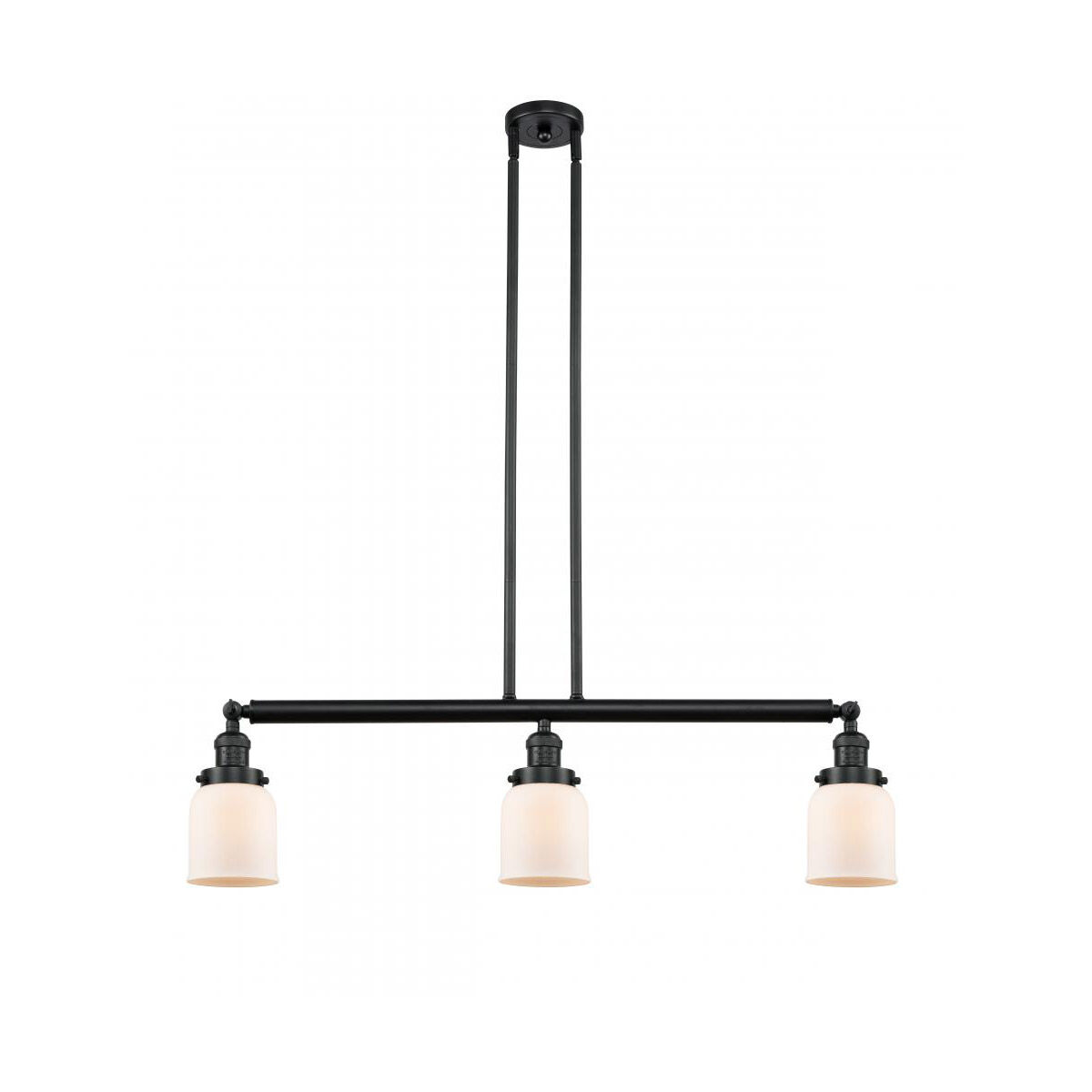 Franklin Restoration Small Bell LED 38 inch Matte Black Island Light Ceiling Light in Matte White Glass, Franklin Restoration