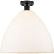 Edison Bristol Glass 1 Light 16 inch Matte Black Semi-Flush Mount Ceiling Light in Matte White Glass