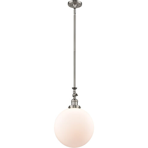 Franklin Restoration XX-Large Beacon 1 Light 12 inch Brushed Satin Nickel Mini Pendant Ceiling Light in Matte White Glass, Franklin Restoration