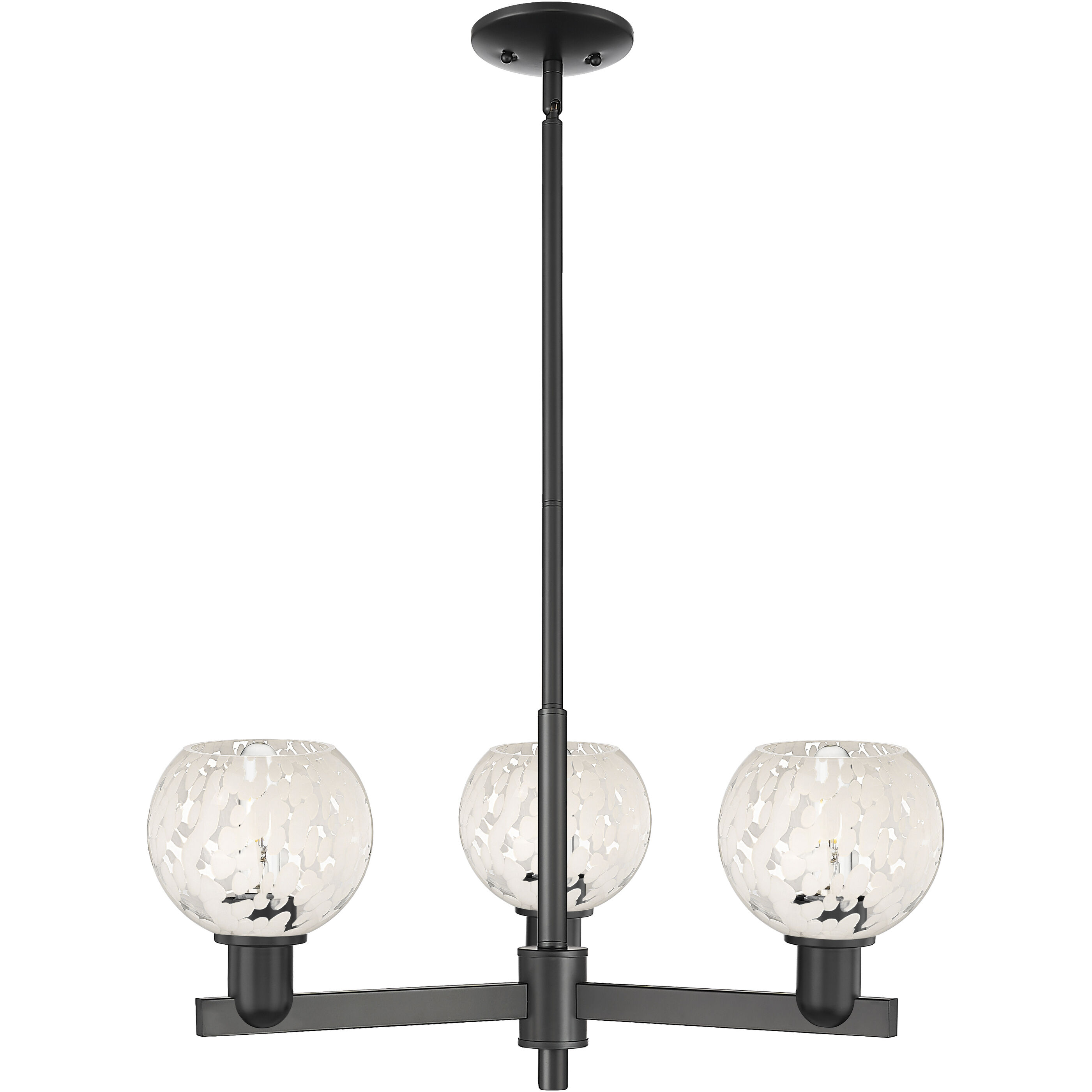 Arcadia White Mouchette 3 Light 27.75 inch Matte Black Chandelier Ceiling Light