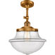 Franklin Restoration Large Oxford LED 12 inch Brushed Brass Semi-Flush Mount Ceiling Light in Clear Glass, Franklin Restoration