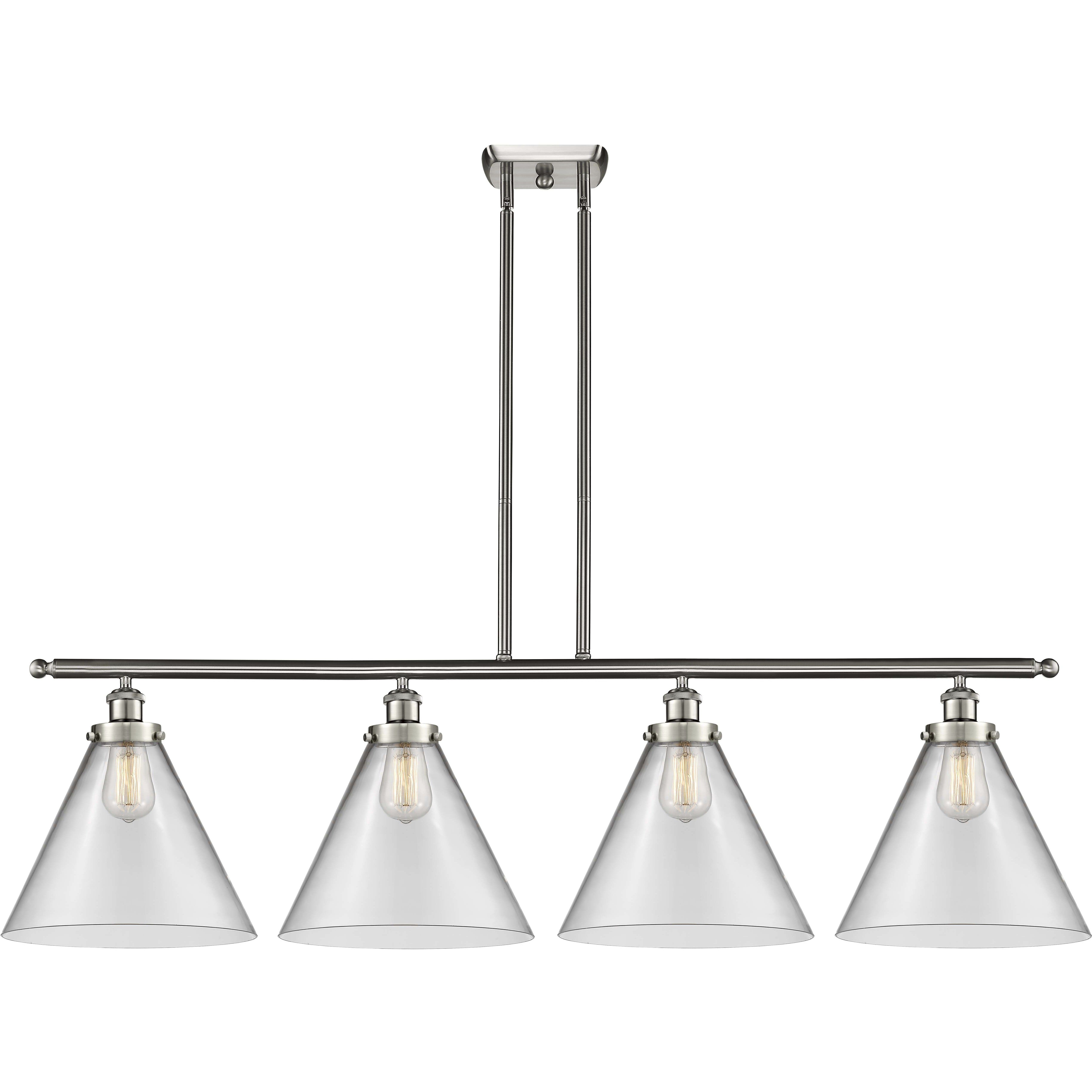 Ballston X-Large Cone 4 Light 48 inch Brushed Satin Nickel Island Light Ceiling Light in Clear Glass